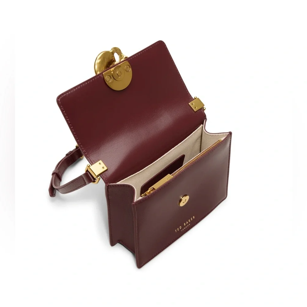 Ted Baker Rosalie Crossbody Bag – Burgundy with Gold Knot Hardware - Picture 2 of 16